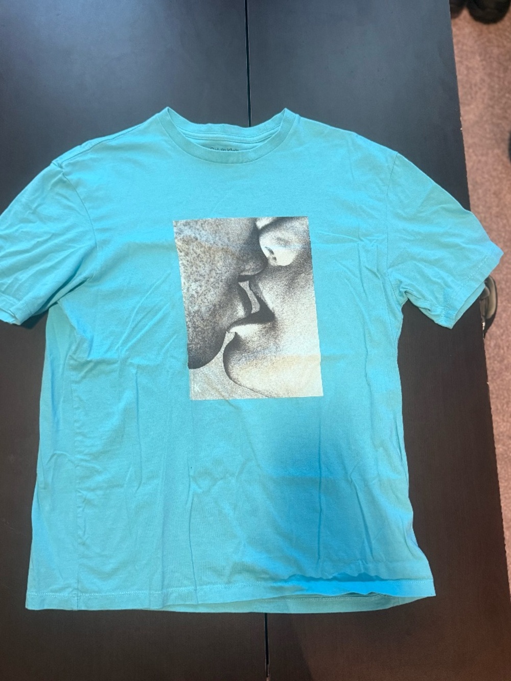 Calvin Klein Aqua Blue Photo Graphic T-Shirt/Men's/Small